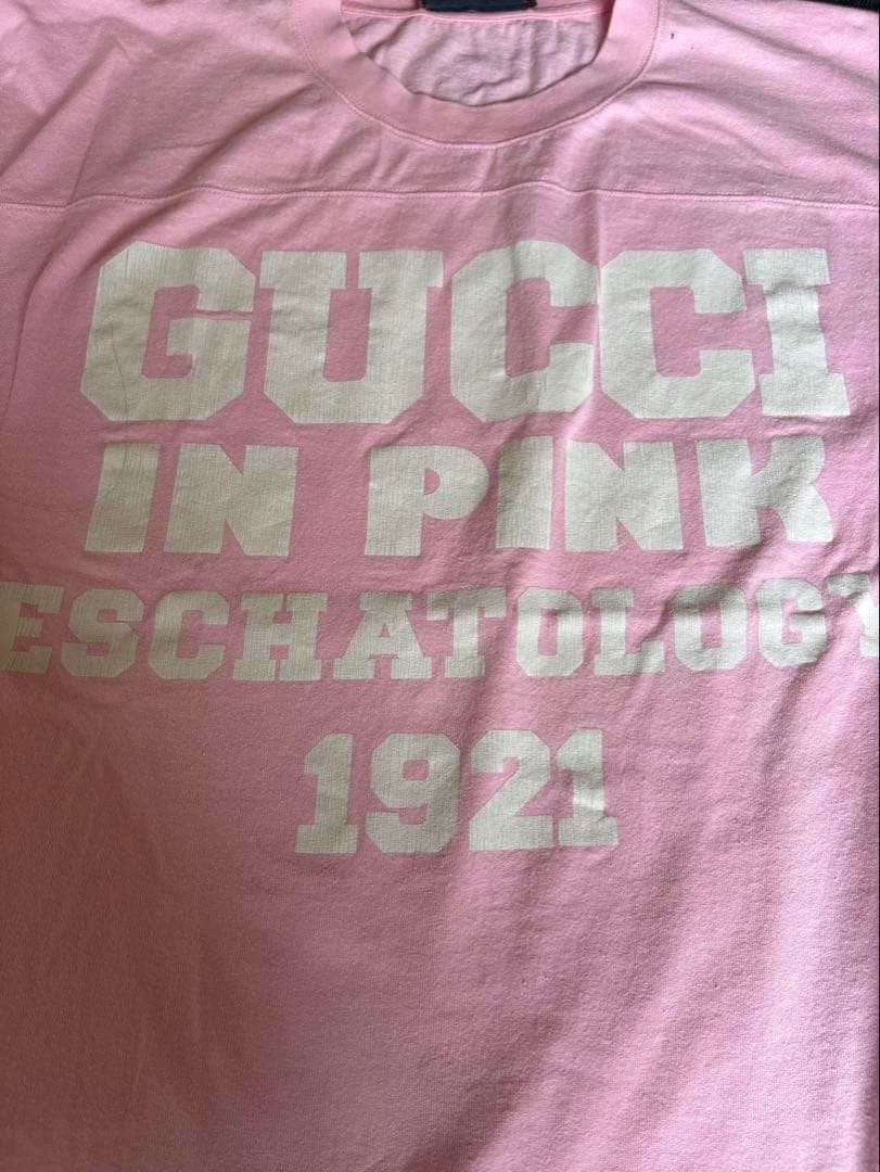 GUCCI ピンク ロゴTシャツ M オーバーサイズ 100周年モデル