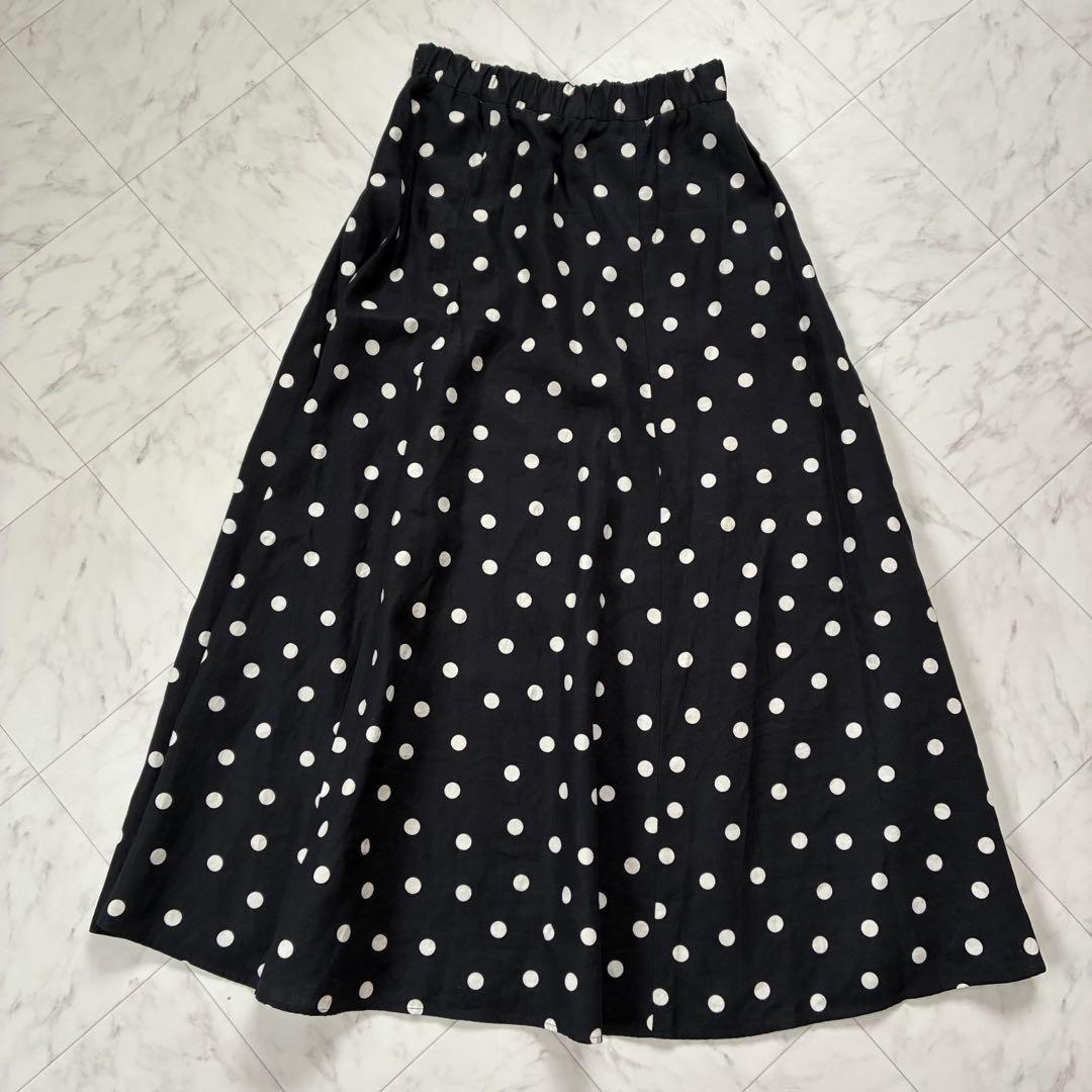 美品✨ユナイテッドアローズ リネンドットフレアマキシスカート ロング40