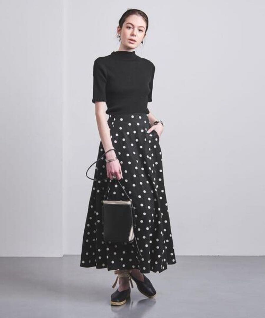 美品✨ユナイテッドアローズ リネンドットフレアマキシスカート ロング40