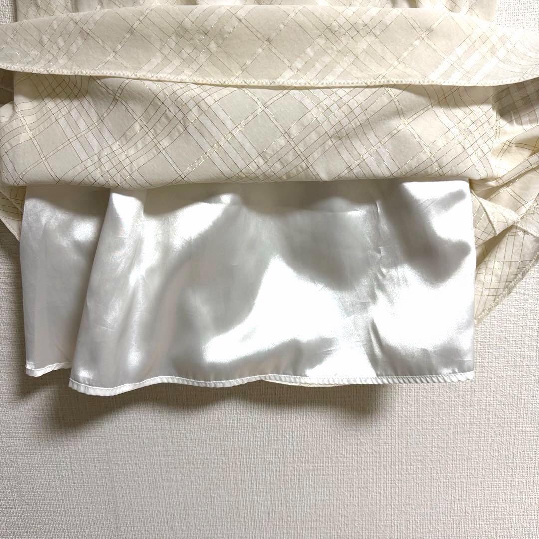 バーバリーブルーレーベル シルク混 金ラメノバチェック リボンワンピース 38