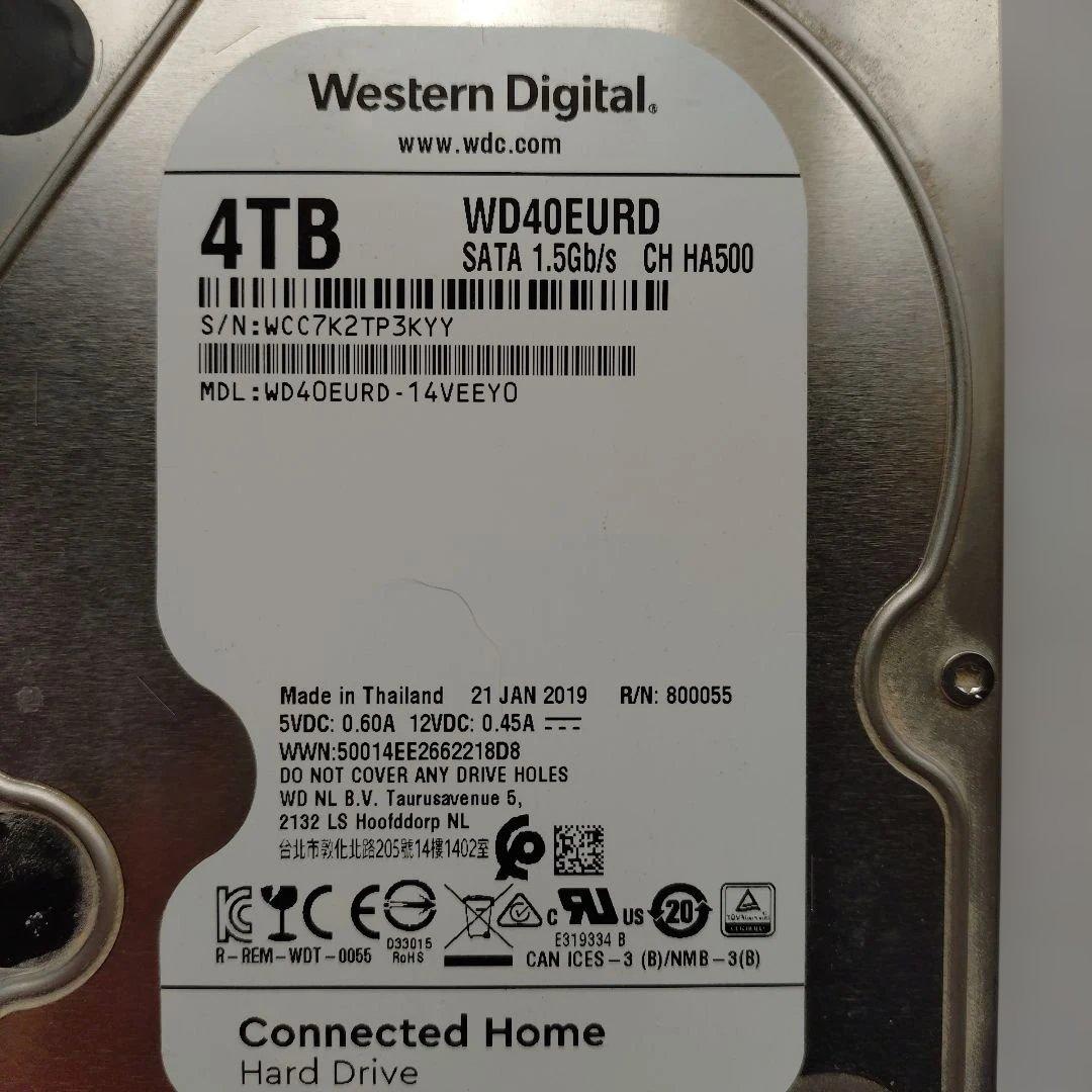 WesternDigital 4TB 3.5インチ内蔵型HDD WD40EURD