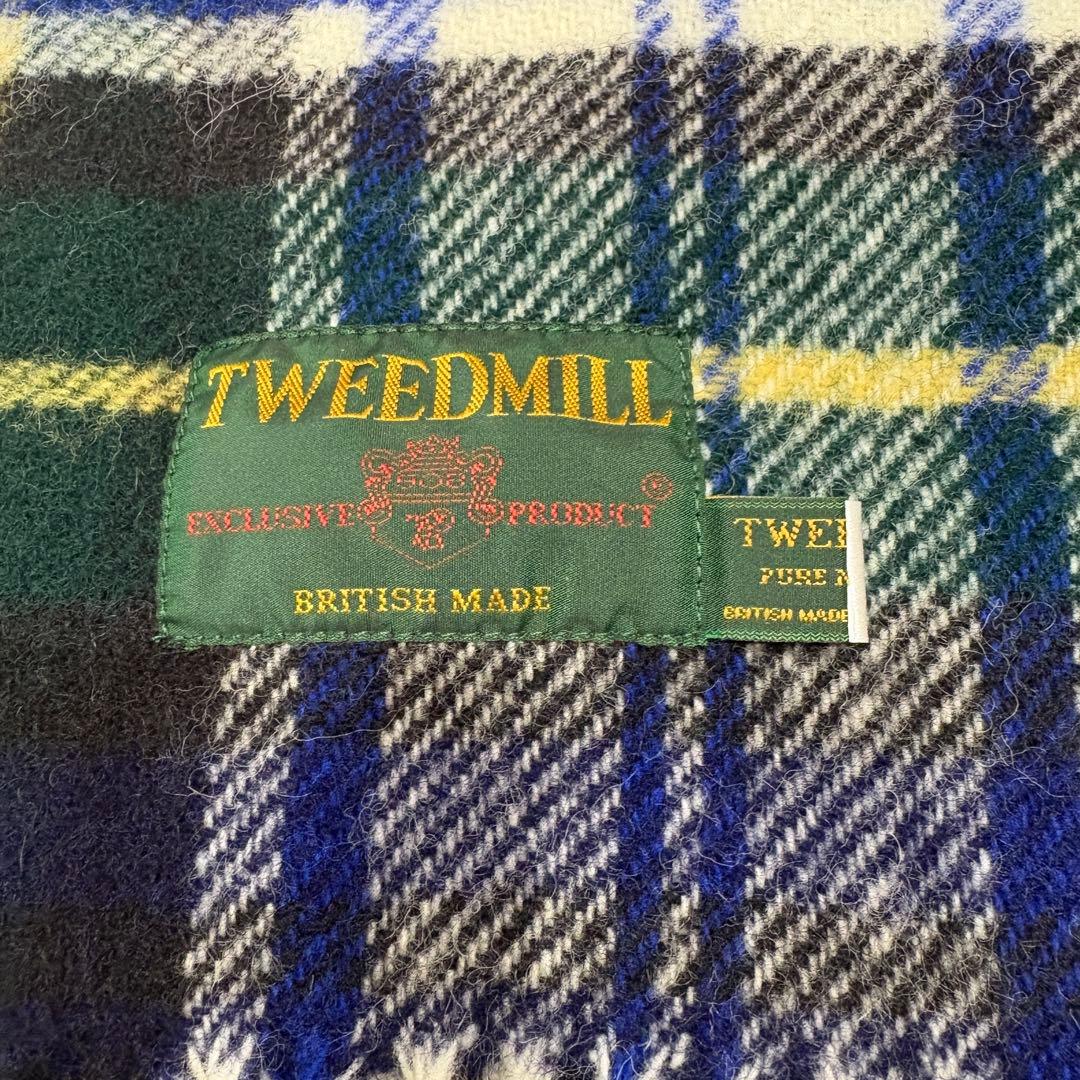 【新品】TWEEDMILL ウール グレーチェック柄 大判ストール