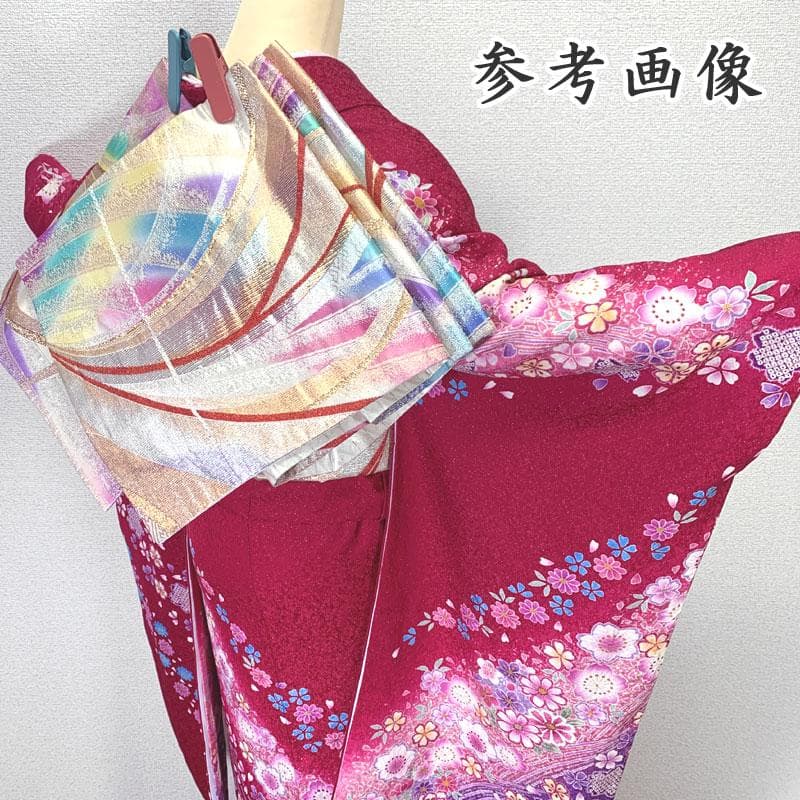 505z26,411y1,小物類〇銀通し 古典柄 振袖 金彩 毬 牡丹 桜〇美品