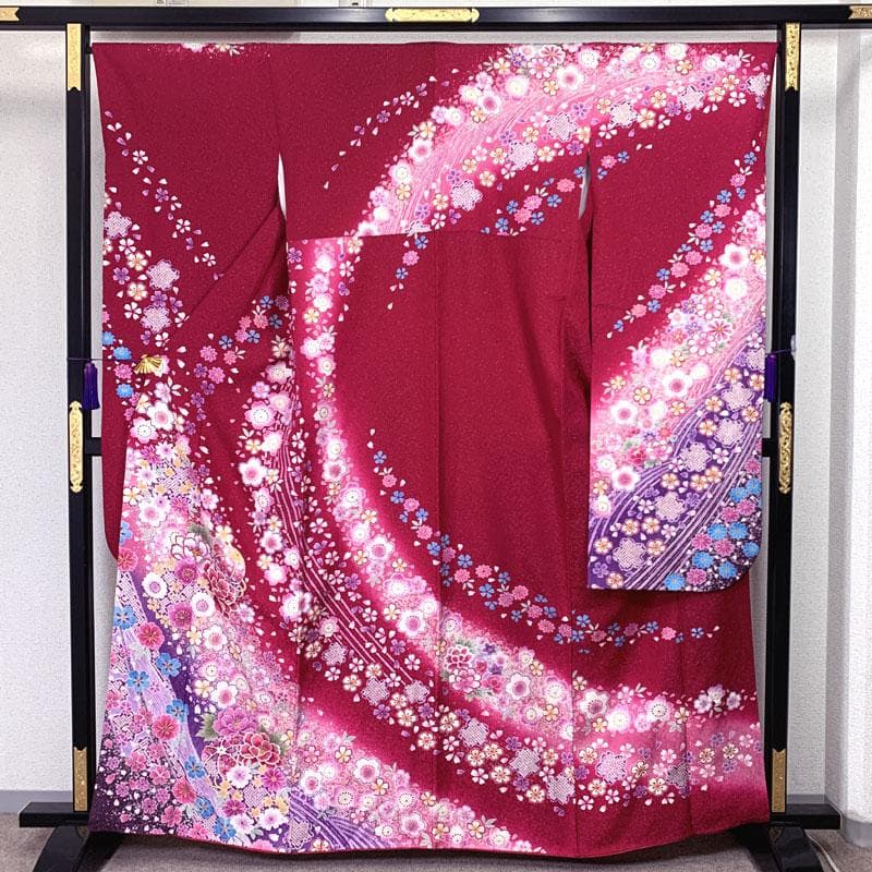 505z26,411y1,小物類〇銀通し 古典柄 振袖 金彩 毬 牡丹 桜〇美品