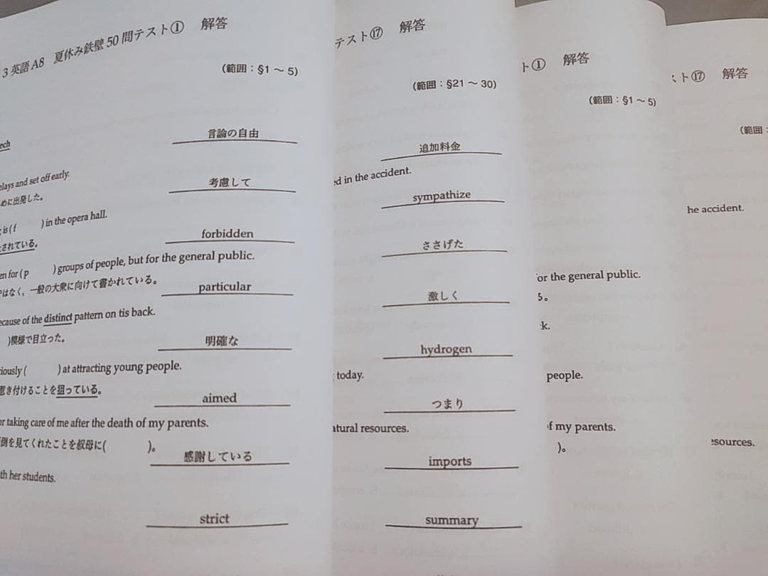 鉄緑会　大阪校高3英語A　夏休み鉄壁50問テスト集　1730問以上　河合塾　駿台