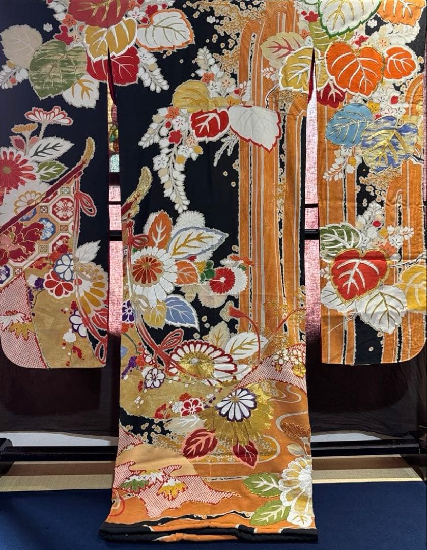 アンティーク豪華絢爛振袖　菊づくし正絹ヴィンテージリメイク