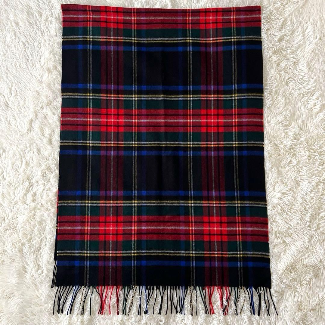 【美品】ジョンストンズ ブラックスチュアート 大判 ストール カシミヤ100%
