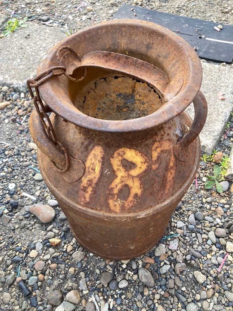 h*o様 アンティーク、コレクションミルク缶牛乳缶 蓋付き レトロ ガーデニング