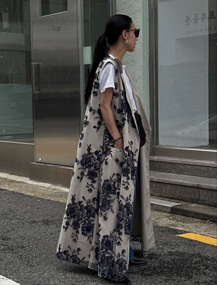 ジャケット・アウター 3WAY TULLE EMBROIDERY DOCKING TRENCHCOAT