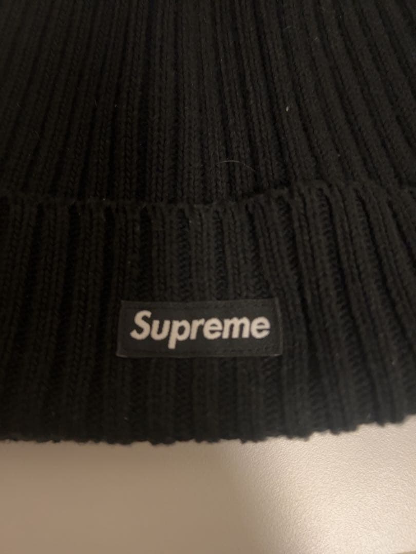Supreme リブ編み ニット帽 黒