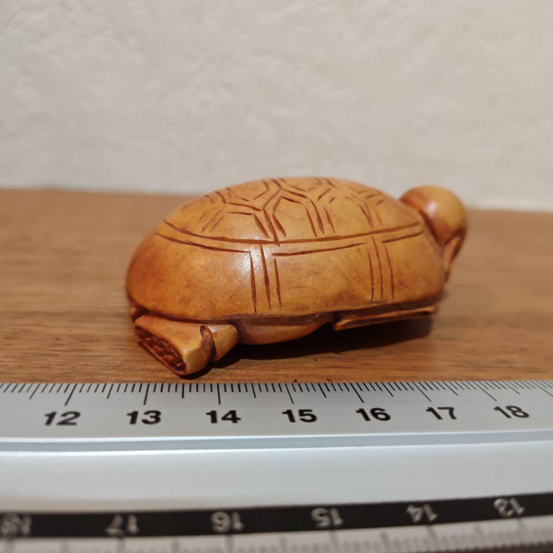 時代提物 仏教美術置根付 木彫 【亀仙人】高さ約6.6cm 重さ32ｇ☆縁起物☆