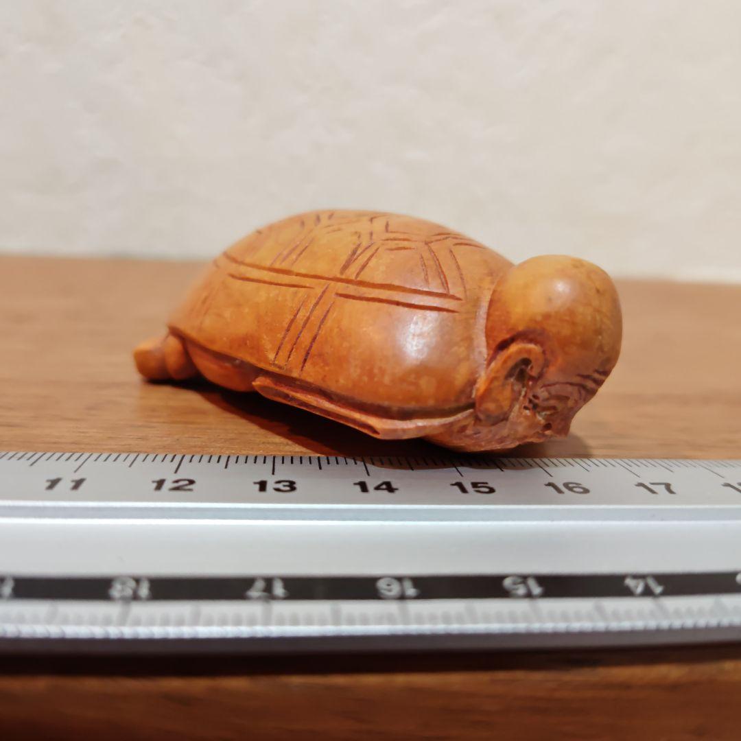 時代提物 仏教美術置根付 木彫 【亀仙人】高さ約6.6cm 重さ32ｇ☆縁起物☆