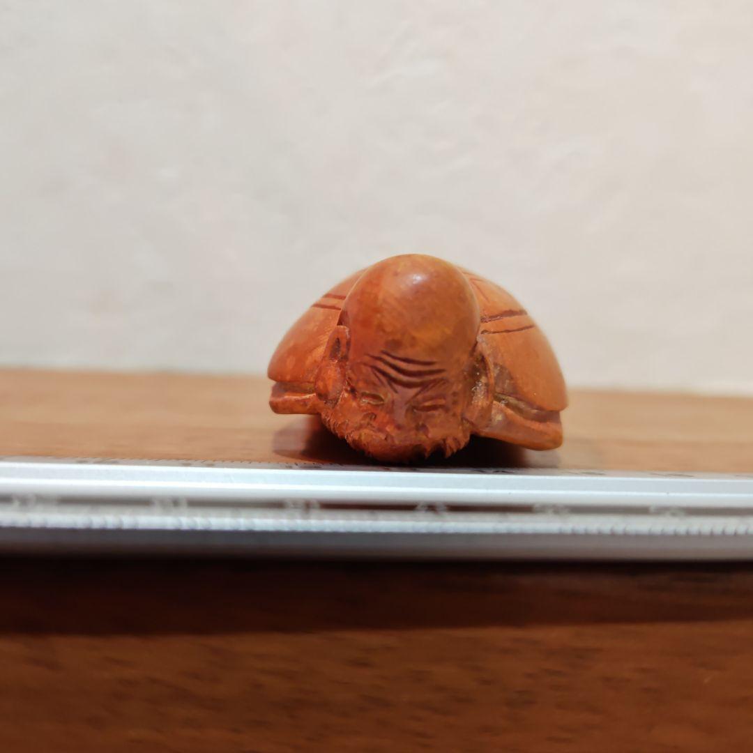 時代提物 仏教美術置根付 木彫 【亀仙人】高さ約6.6cm 重さ32ｇ☆縁起物☆