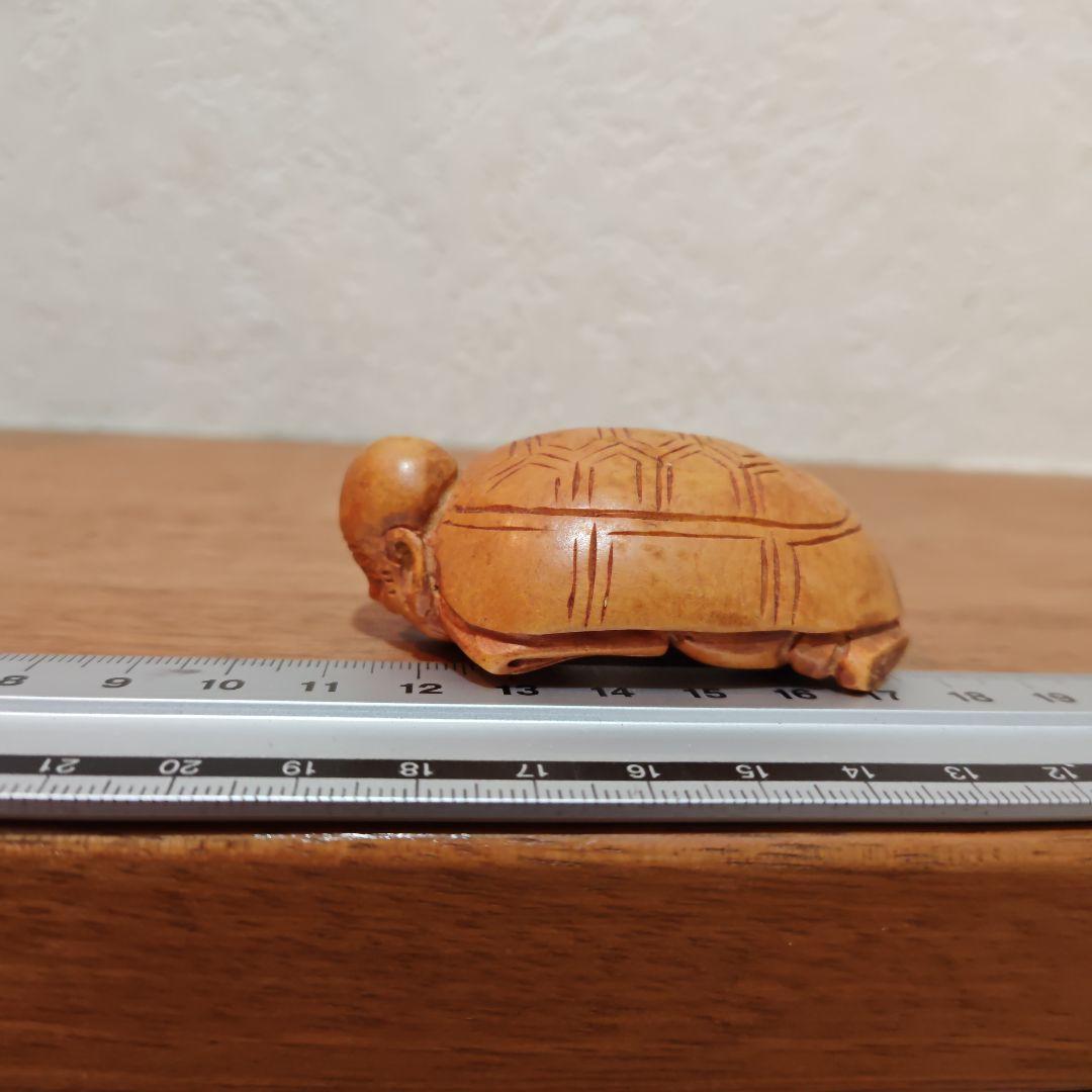 時代提物 仏教美術置根付 木彫 【亀仙人】高さ約6.6cm 重さ32ｇ☆縁起物☆