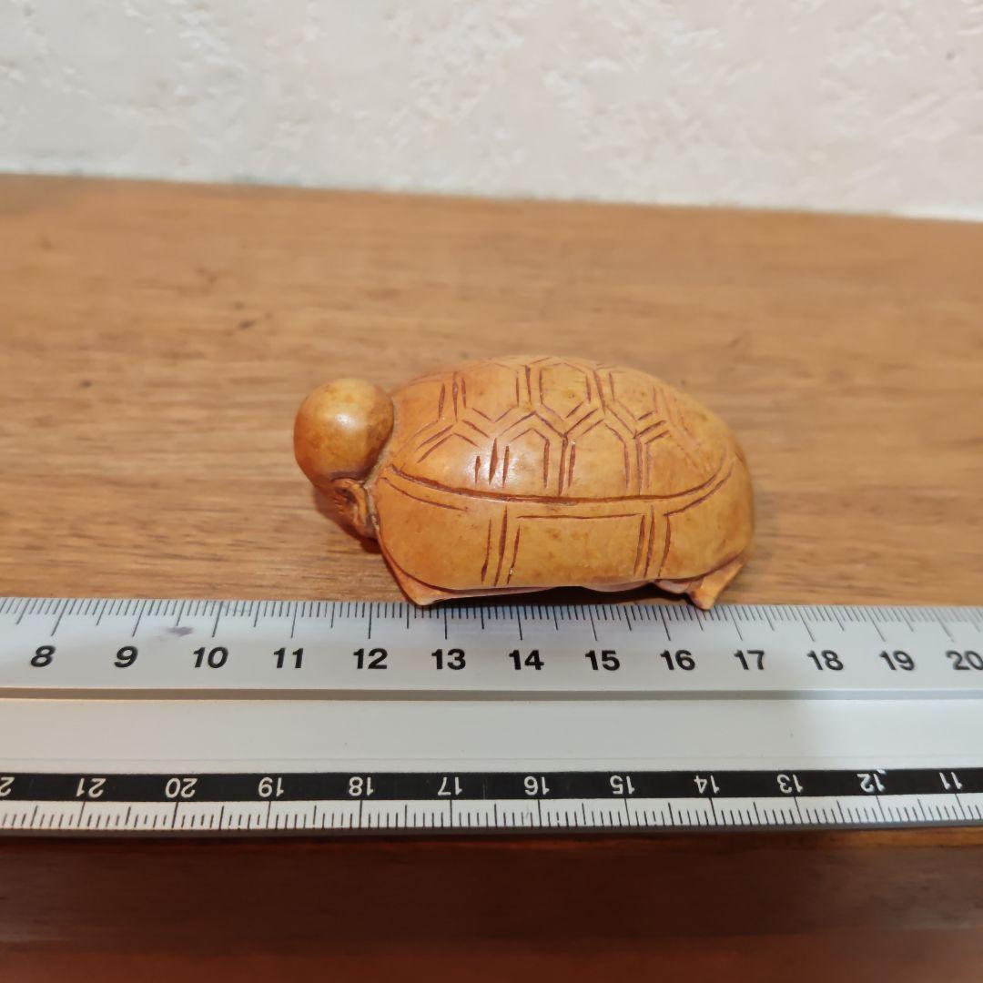 時代提物 仏教美術置根付 木彫 【亀仙人】高さ約6.6cm 重さ32ｇ☆縁起物☆
