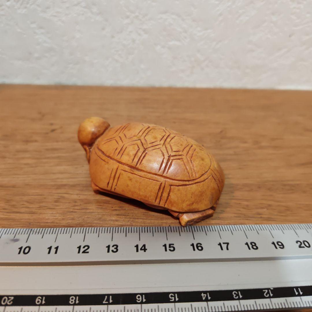 時代提物 仏教美術置根付 木彫 【亀仙人】高さ約6.6cm 重さ32ｇ☆縁起物☆