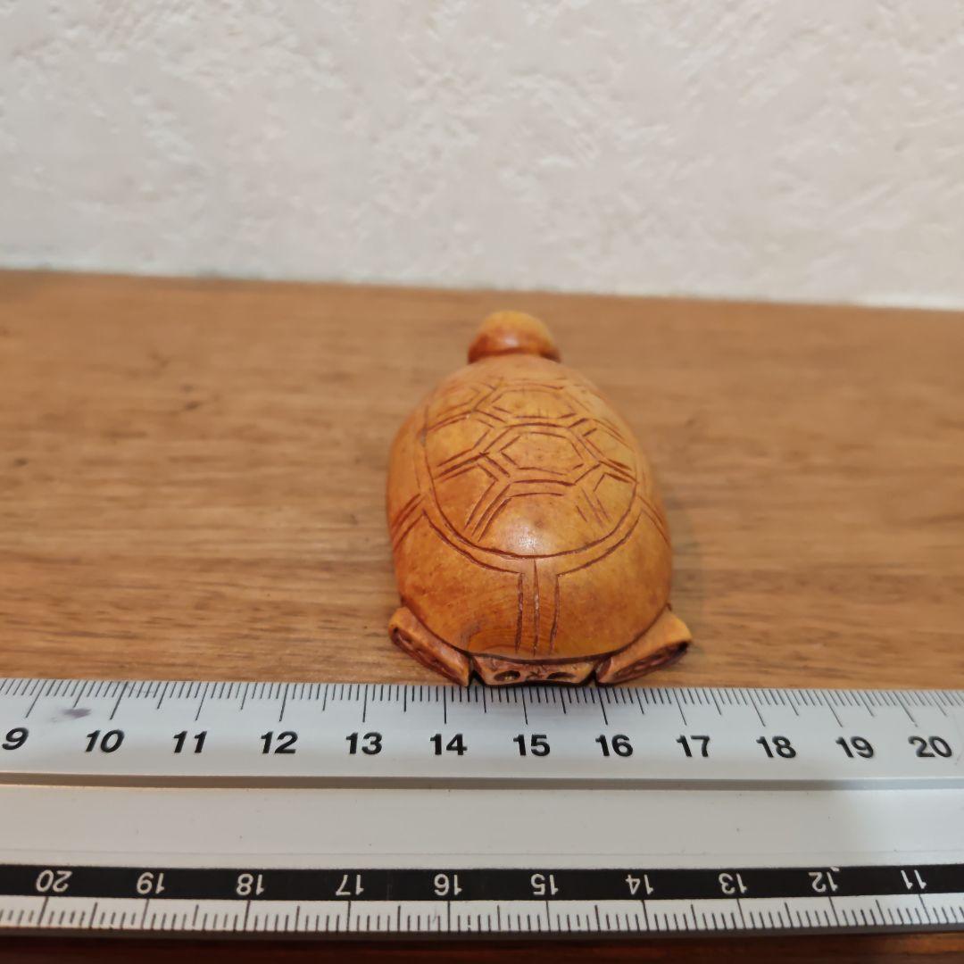 時代提物 仏教美術置根付 木彫 【亀仙人】高さ約6.6cm 重さ32ｇ☆縁起物☆