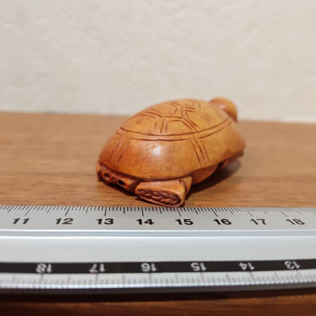 時代提物 仏教美術置根付 木彫 【亀仙人】高さ約6.6cm 重さ32ｇ☆縁起物☆