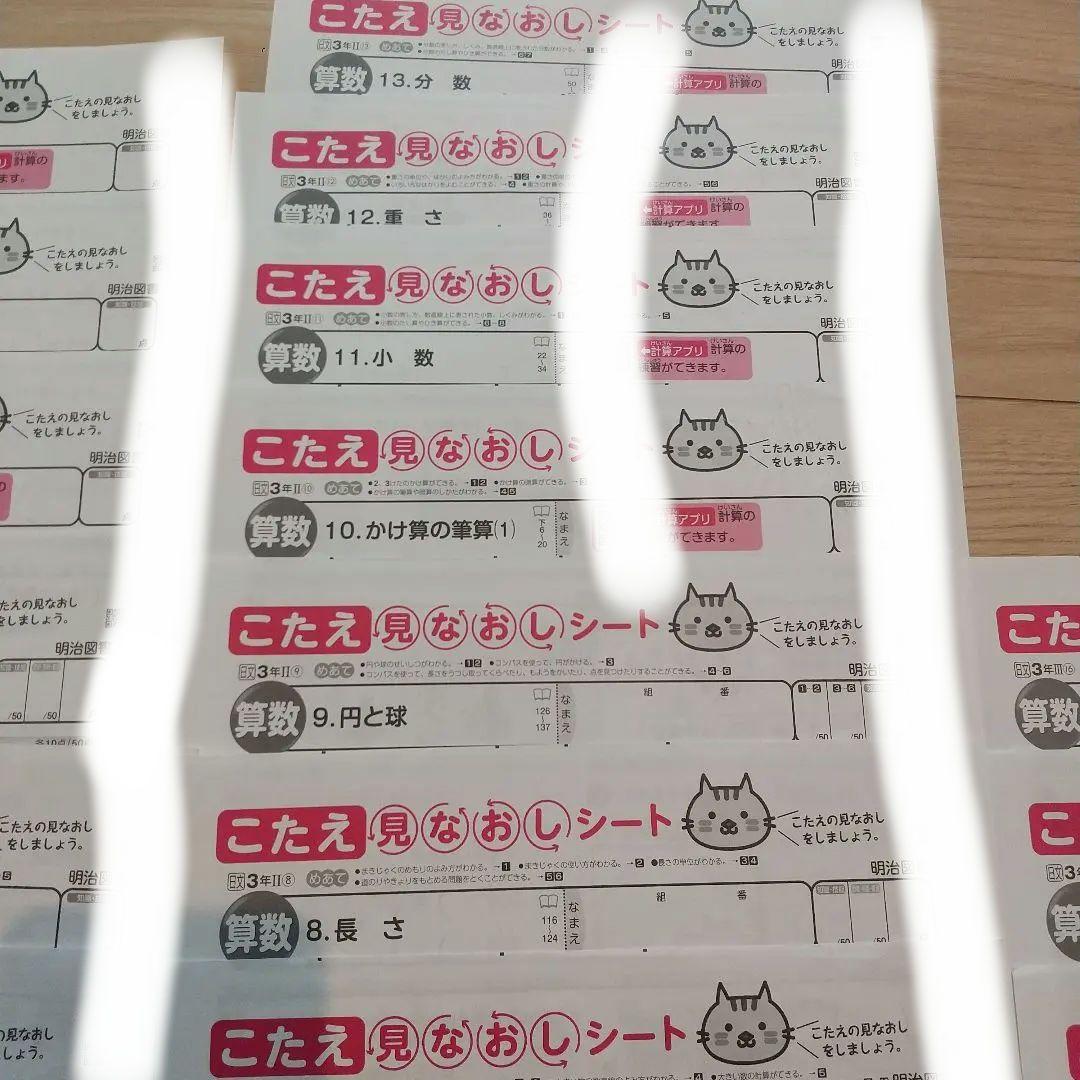 カラーテスト３年 算数 日本文教 明治図書 こたえ見なおしシート
