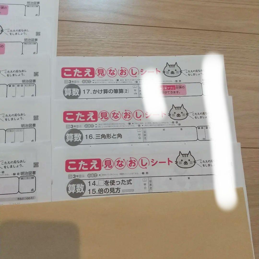 カラーテスト３年 算数 日本文教 明治図書 こたえ見なおしシート