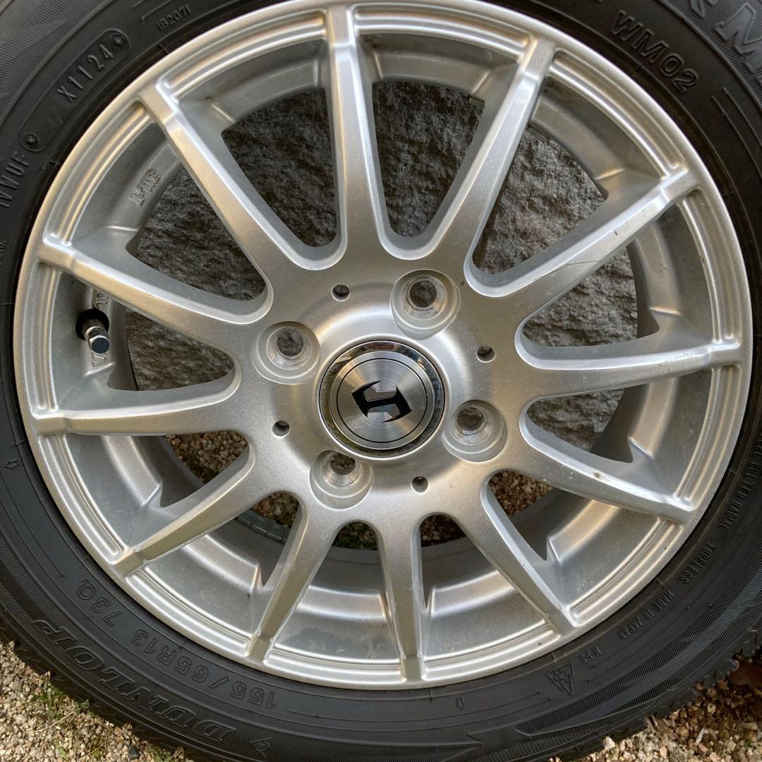 美品★スタッドレス４本セット★155/65R13 アルミ付きダンロップ
