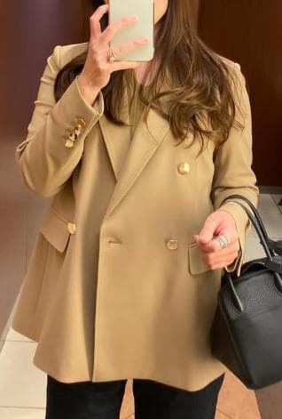 未使用級✨　MaxMara　ジャケット　ウール混　金ボタン　キャメル　XL　近年