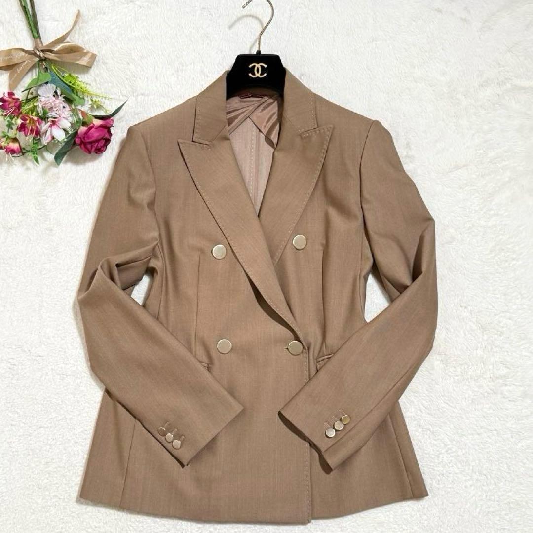 未使用級✨　MaxMara　ジャケット　ウール混　金ボタン　キャメル　XL　近年
