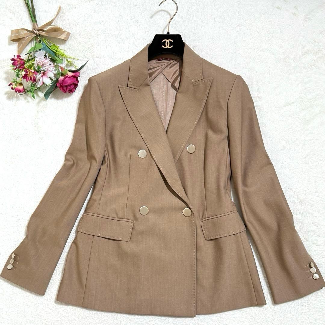 未使用級✨　MaxMara　ジャケット　ウール混　金ボタン　キャメル　XL　近年