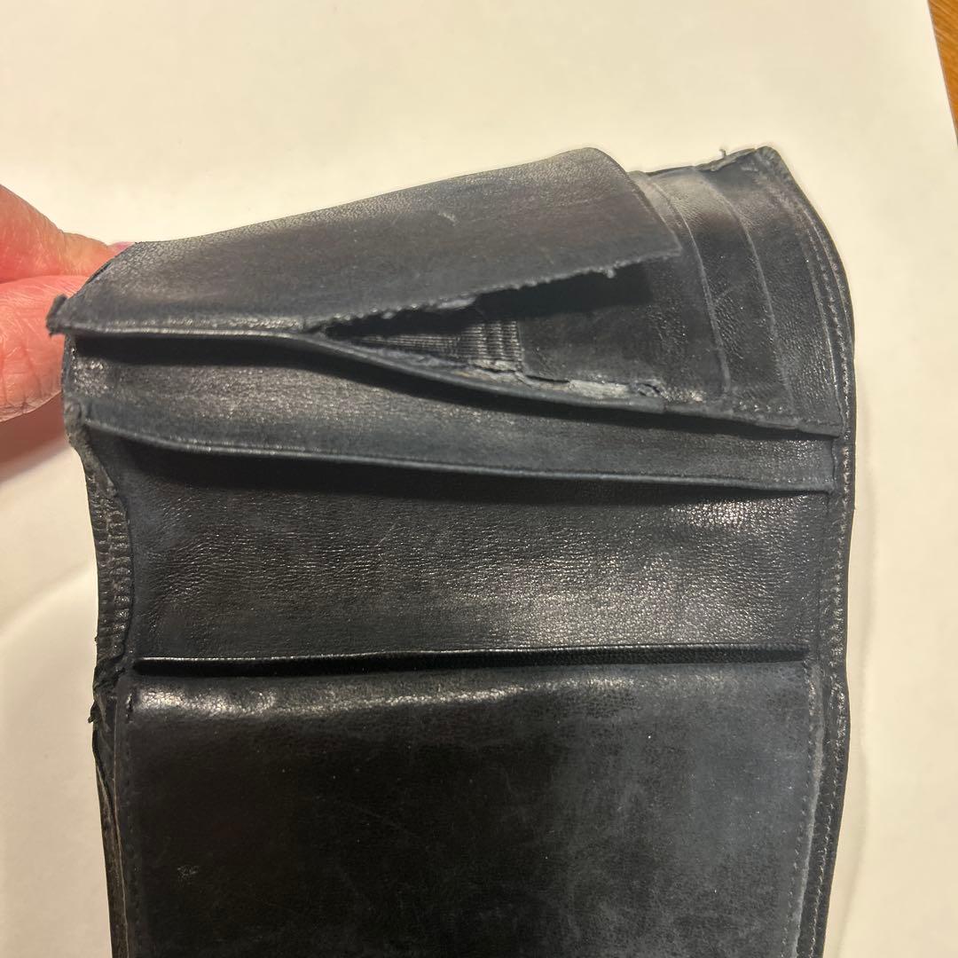 CHANEL ブラック レザー キルティング　二つ折り財布