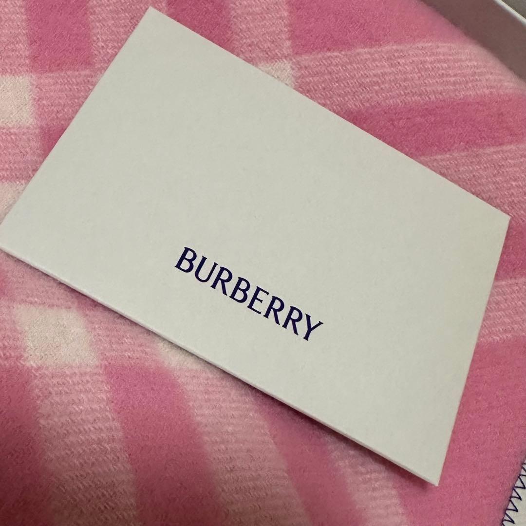 Burberryカシミヤ100%チェックマフラーシュガーピンク 未使用