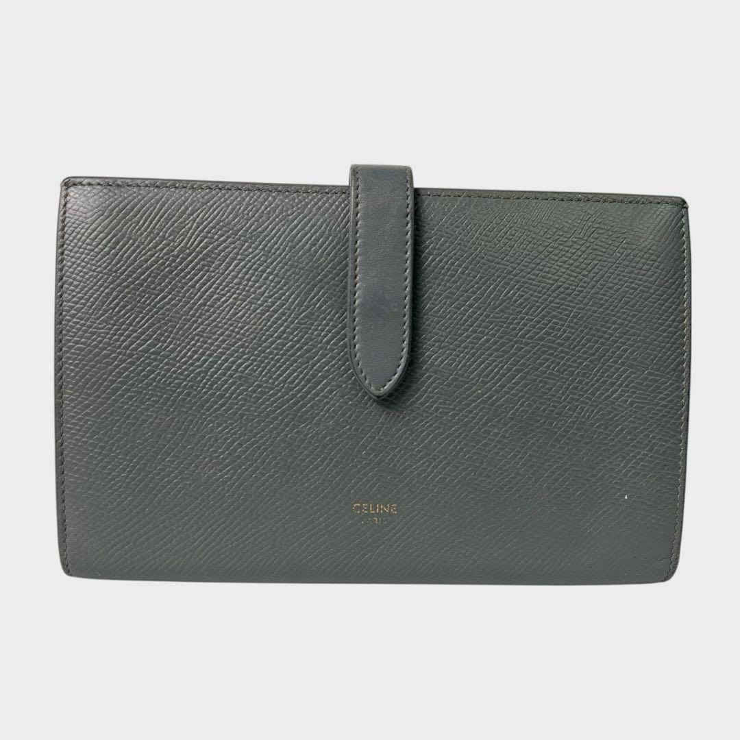 【美品】セリーヌ　CELINE グレー 二つ折り財布　ラージトラップウォレット