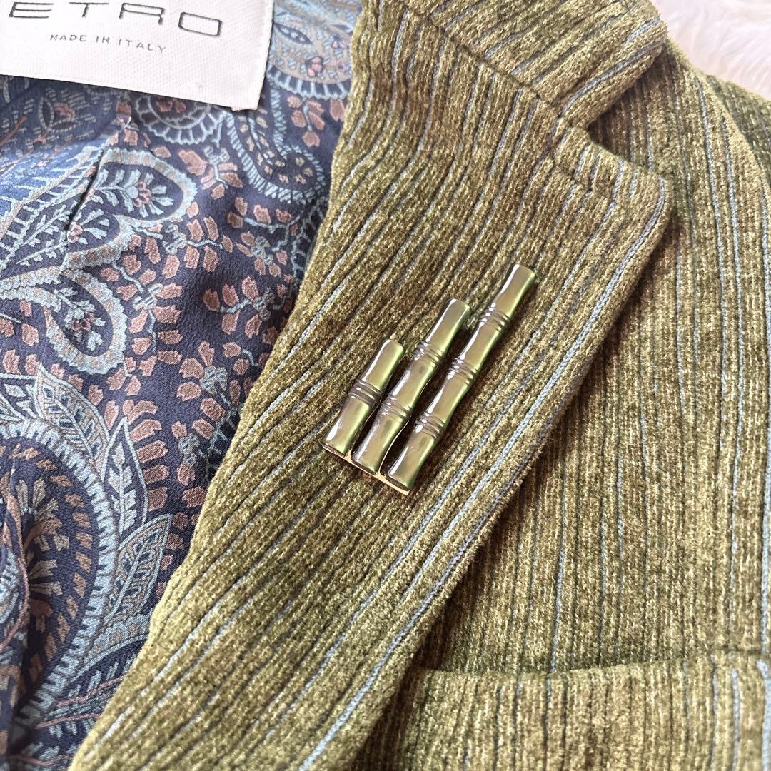 ETRO エトロ テーラードジャケット 裏地ペイズリー柄 コーデュロイ