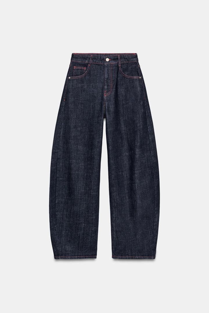 完売品 ZARA Z1975ハイウエストバレルフィットデニムパンツ EU42