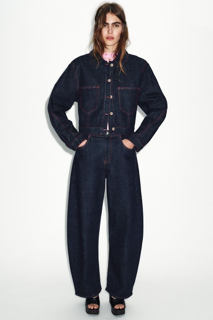 完売品 ZARA Z1975ハイウエストバレルフィットデニムパンツ EU42
