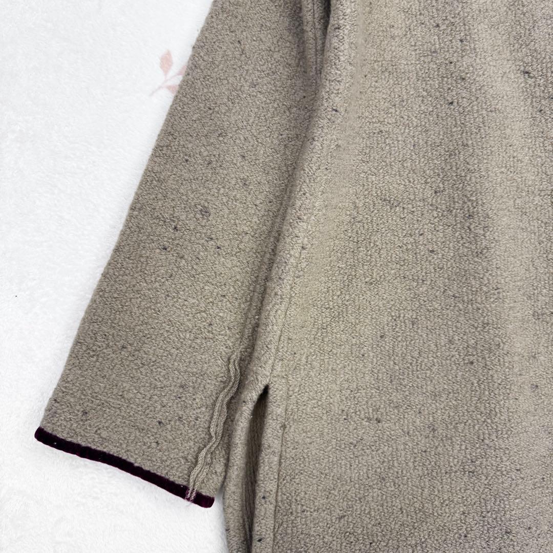 希少 ETRO エトロ ニット コート ガウン ファー ウール ブラウン 44