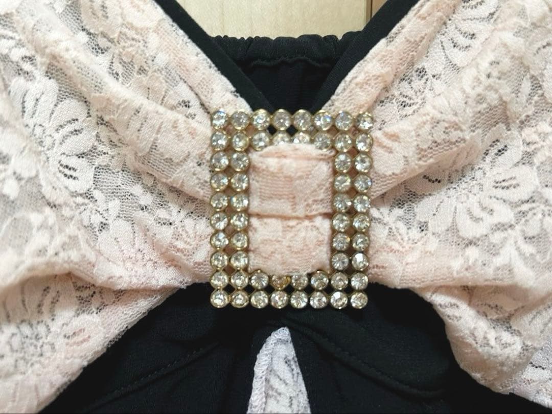 GOLDS♡ビジューバックル付き♡ラッフルフリルレース♡キャミトップス♡黒ピンク