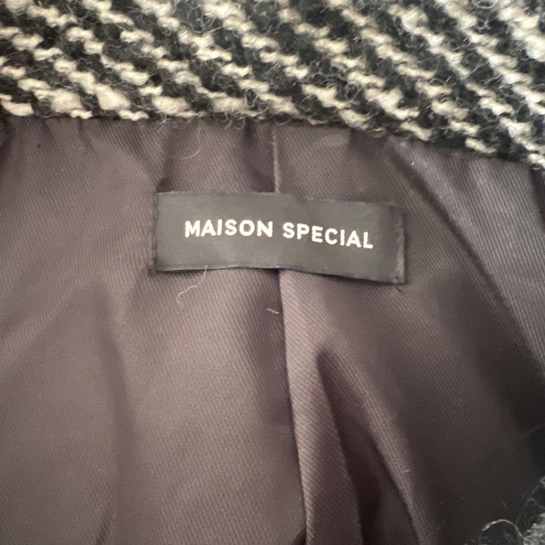 MAISON SPECIAL ヘリンボーンケープツイードコート