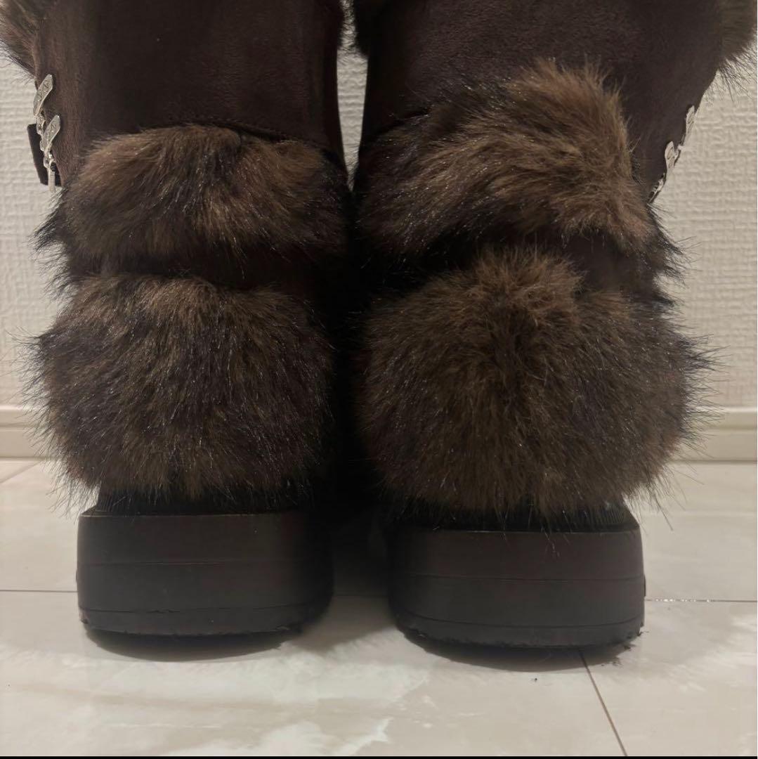 M*o様 YELLO TANUKI LONG BOOTS ブラウン ロングブーツ
