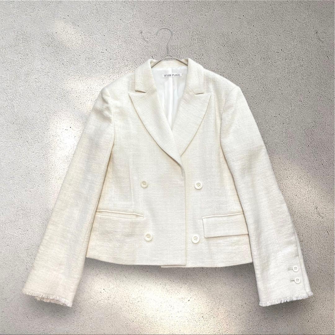 新品✨タグ付き　RIAM-PLAGE プラージュ　ツイードショートジャケット　白