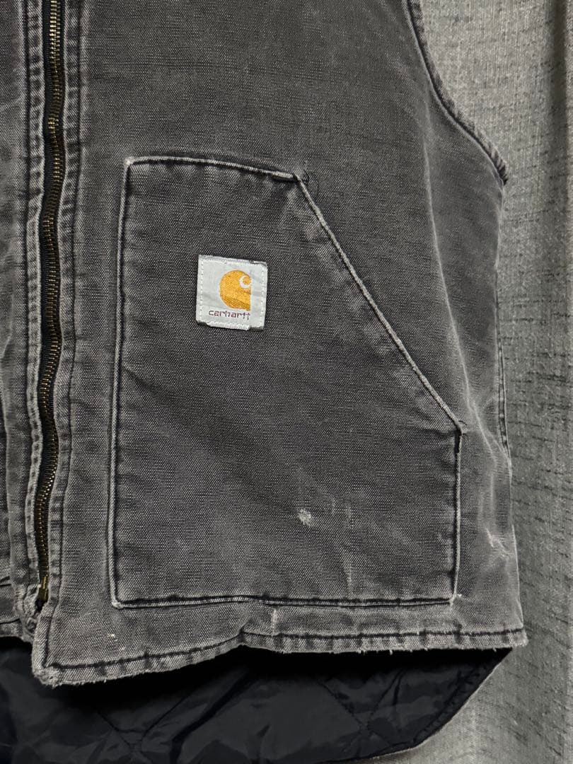 90s Carhartt カーハート ダックベスト 腰ゴム ブラック