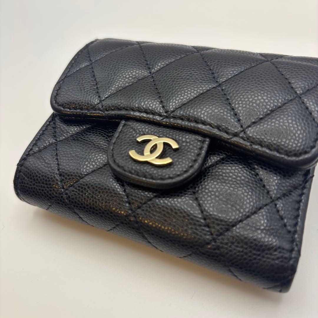 CHANEL マトラッセ 三つ折り財布 ブラック コンパクト 正規品