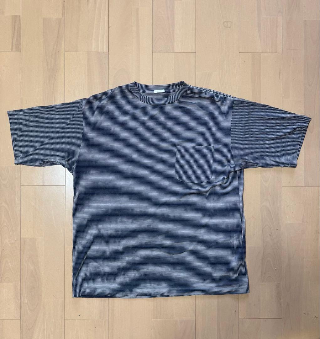 COMOLI 21ss サマーウール天竺Tシャツ 3 ボーダー