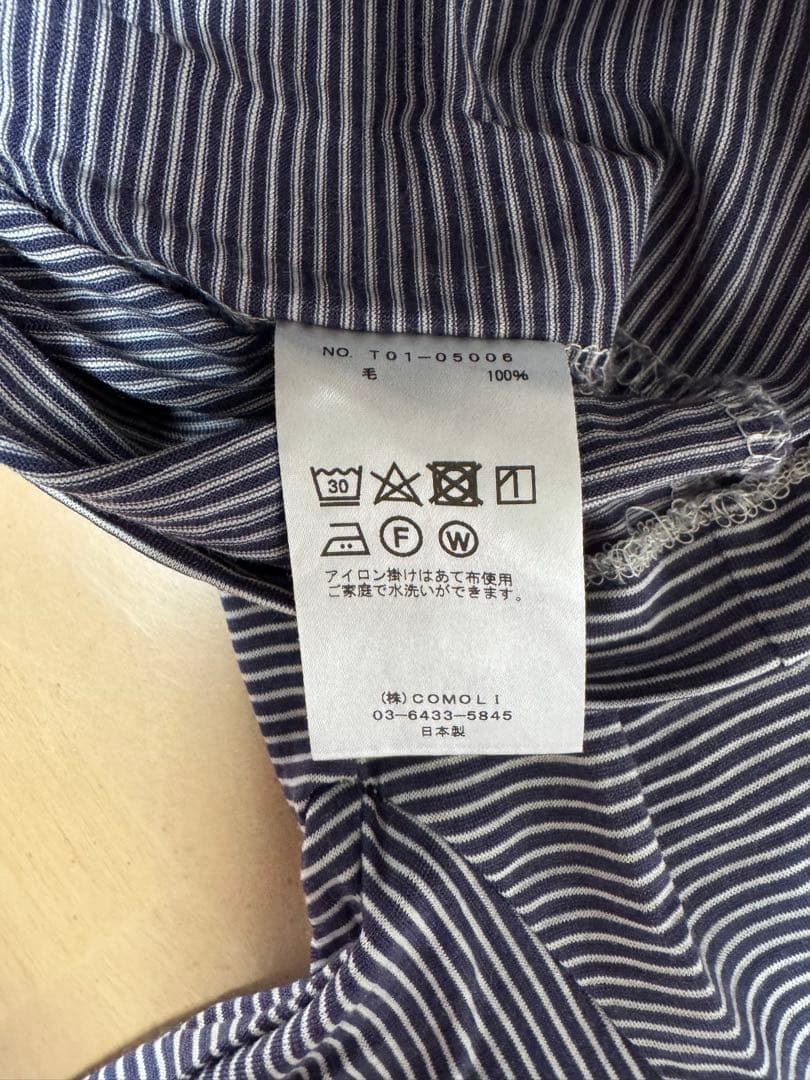 COMOLI 21ss サマーウール天竺Tシャツ 3 ボーダー