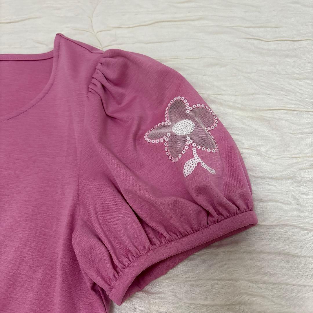 M'S GRACY パフスリーブ Tシャツ 38 ピンク　お花