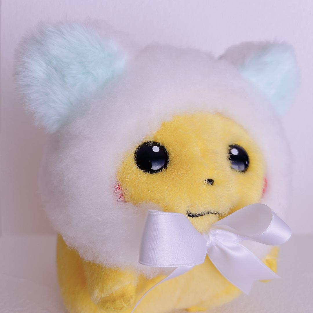 初期ピカチュウ　ハンドメイド　ホワホワさん帽子（ミント）