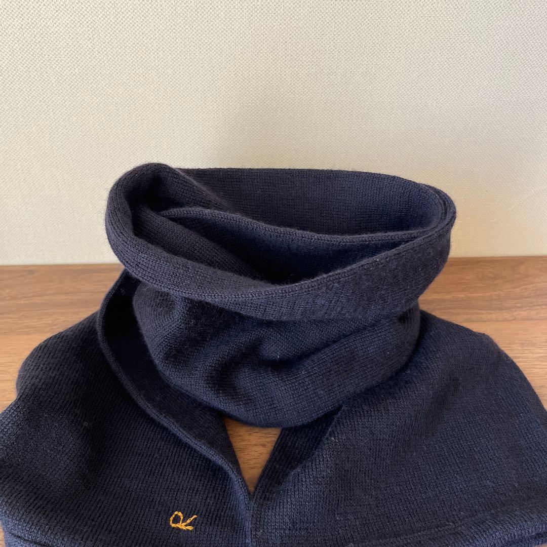 45R ニットマフラー　紺　ネイビー　 毛100% 定価13200円