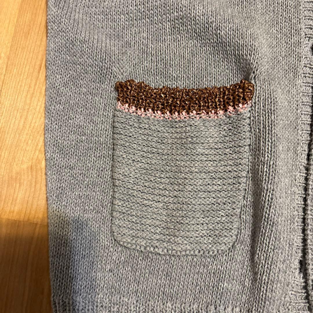ミナペルホネン os8144 花モチーフ刺繍 グレー ニットカーディガン
