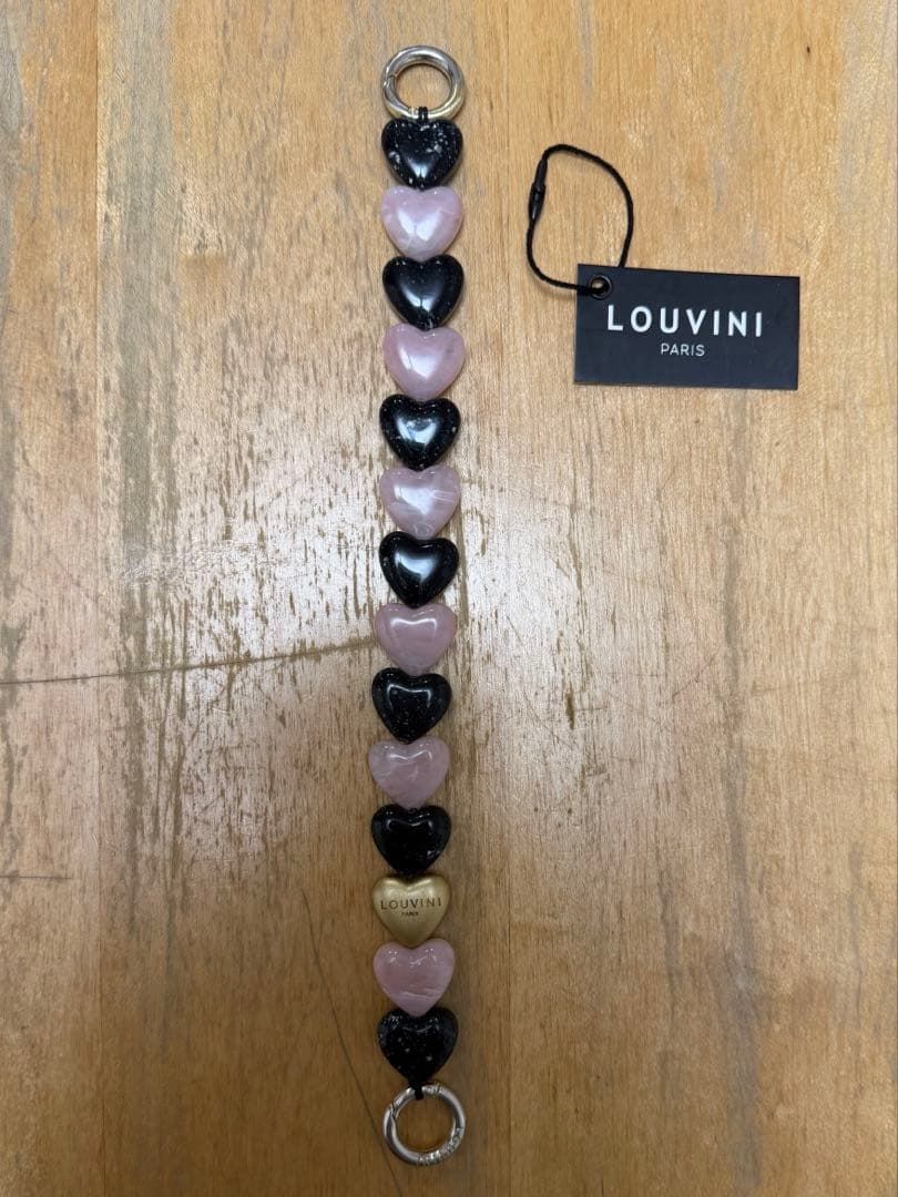 LOUVINI ハンドストラップ PETIT CUORE BLACK-PINK