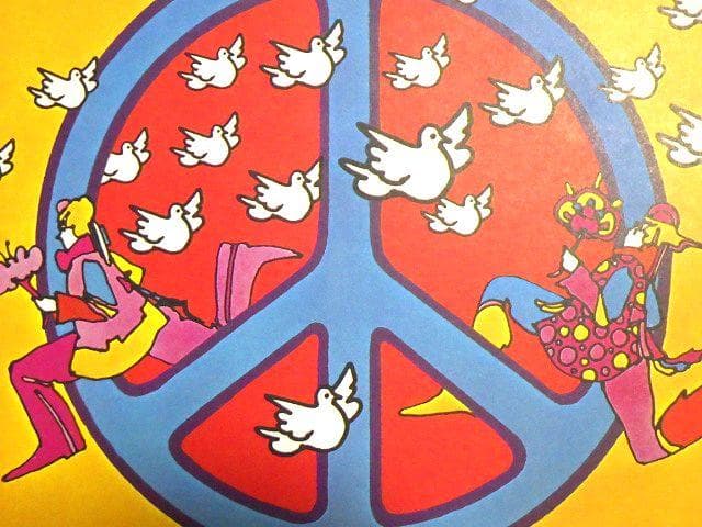 レア【1970年代】ピーターマックス ピースマーク＆鳩 ポスター