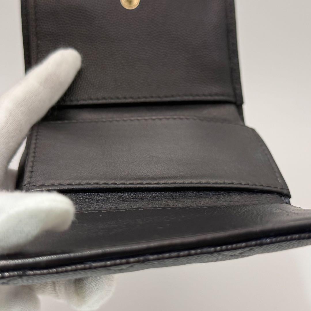 【美品】シャネル　CHANEL キャビアスキン　マトラッセ　三つ折り　財布